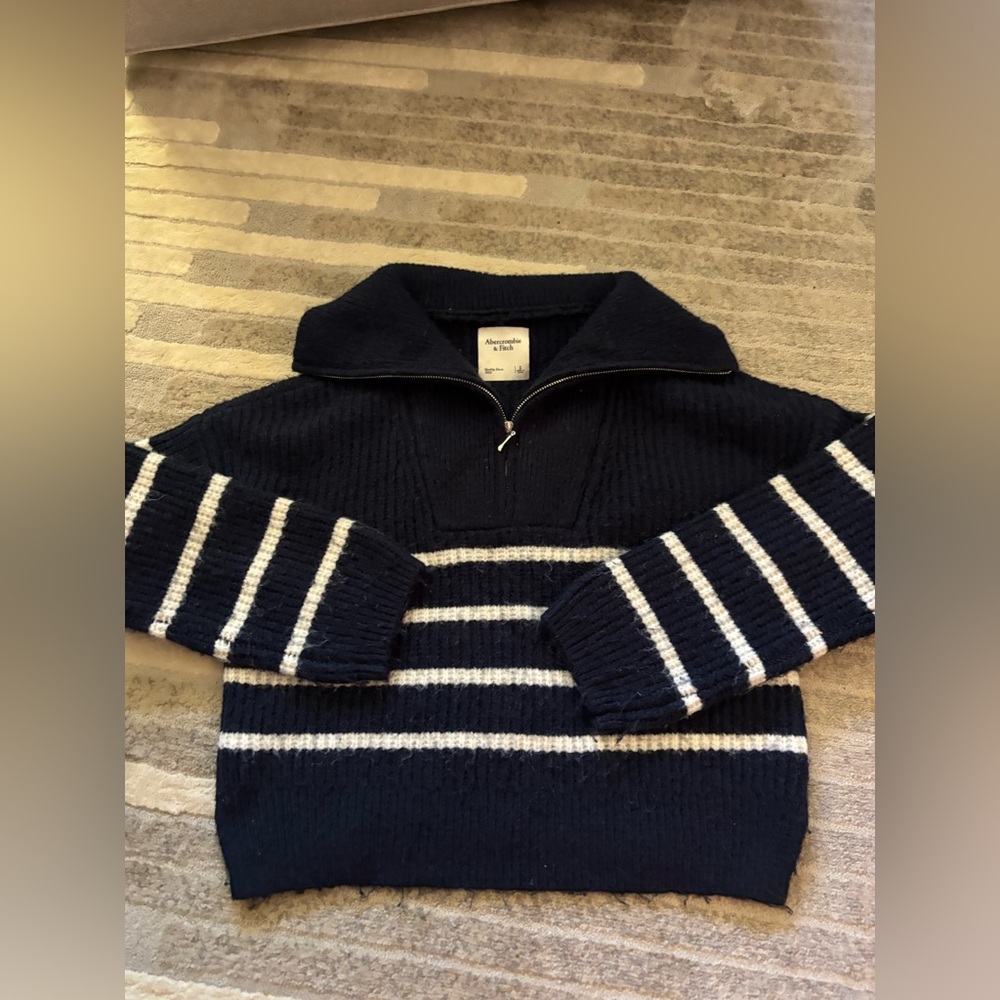 Abercrombie knit 1/4 zip striped sweater